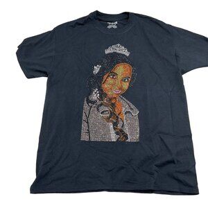 Gildan T-Shirt Women Large‎ Black All Rhinestone Girl in Tiara Quinceanera Party